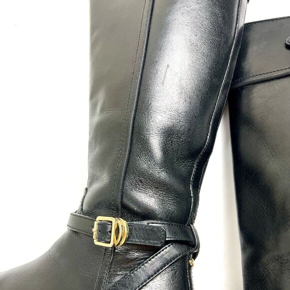 Tory Burch Teresa Black Leather Riding Boots - Picture 12 of 14